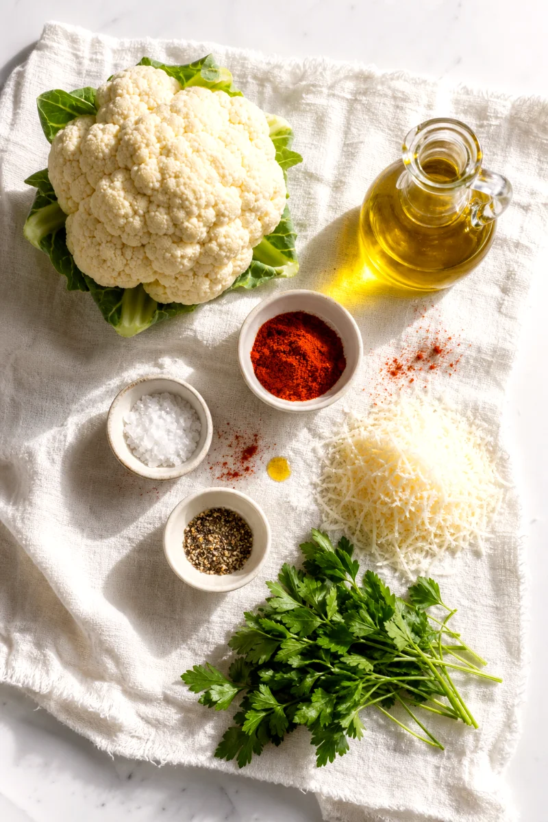 baked-cauliflower-ingredients-flat-lay