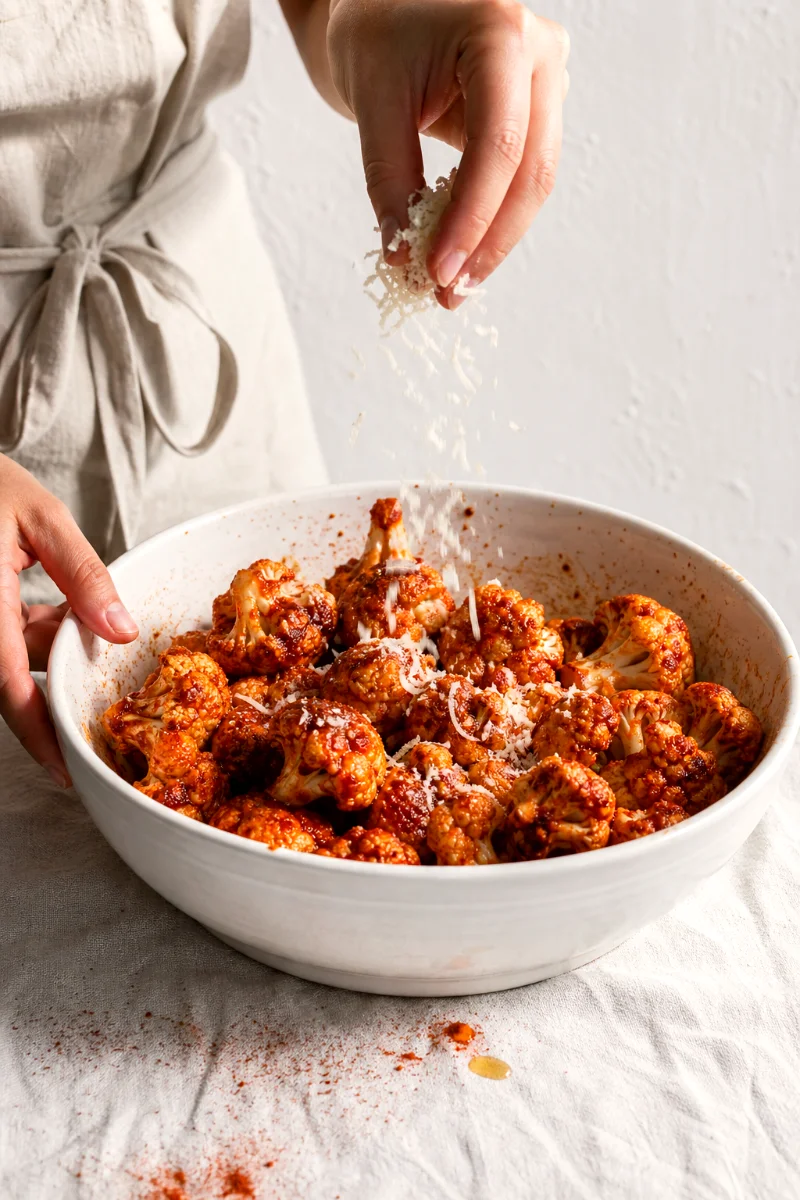 baked-cauliflower-tossing-process-shot