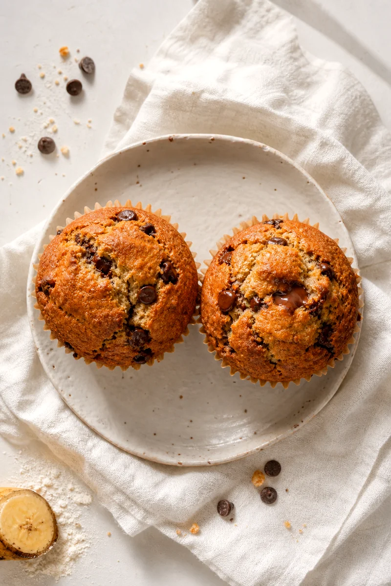 banana-bread-muffins-chocolate-chips-top-down