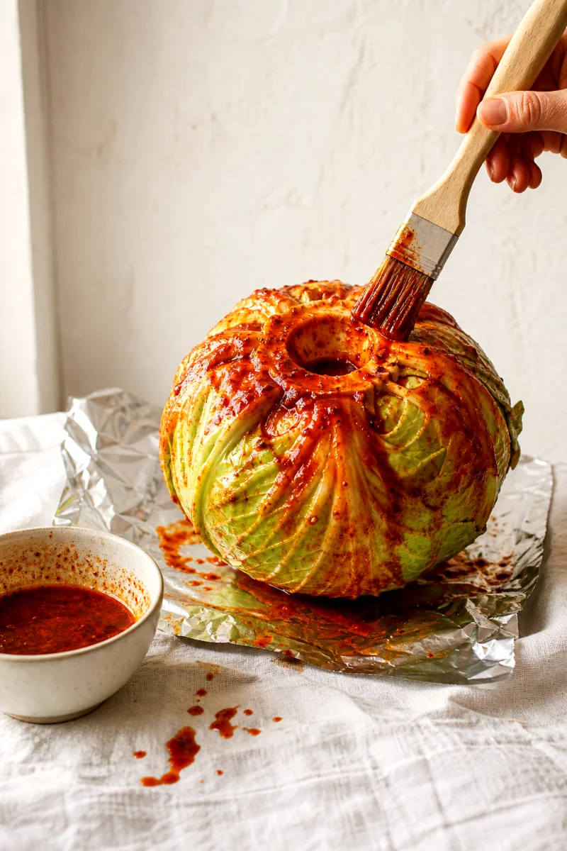 brushing-cabbage-with-paprika-oil