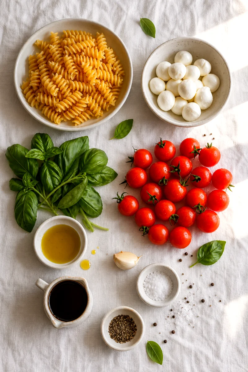 caprese-pasta-salad-ingredients-flatlay