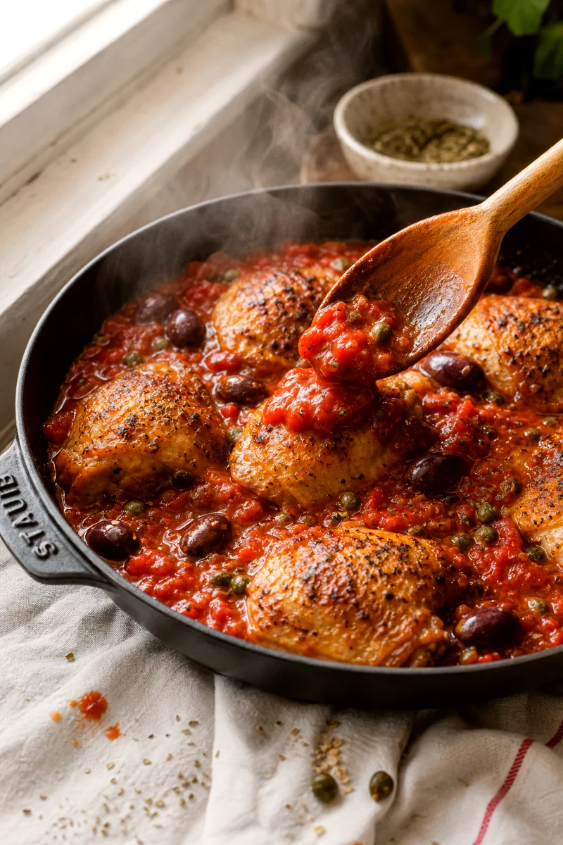 chicken-puttanesca-cooking-process