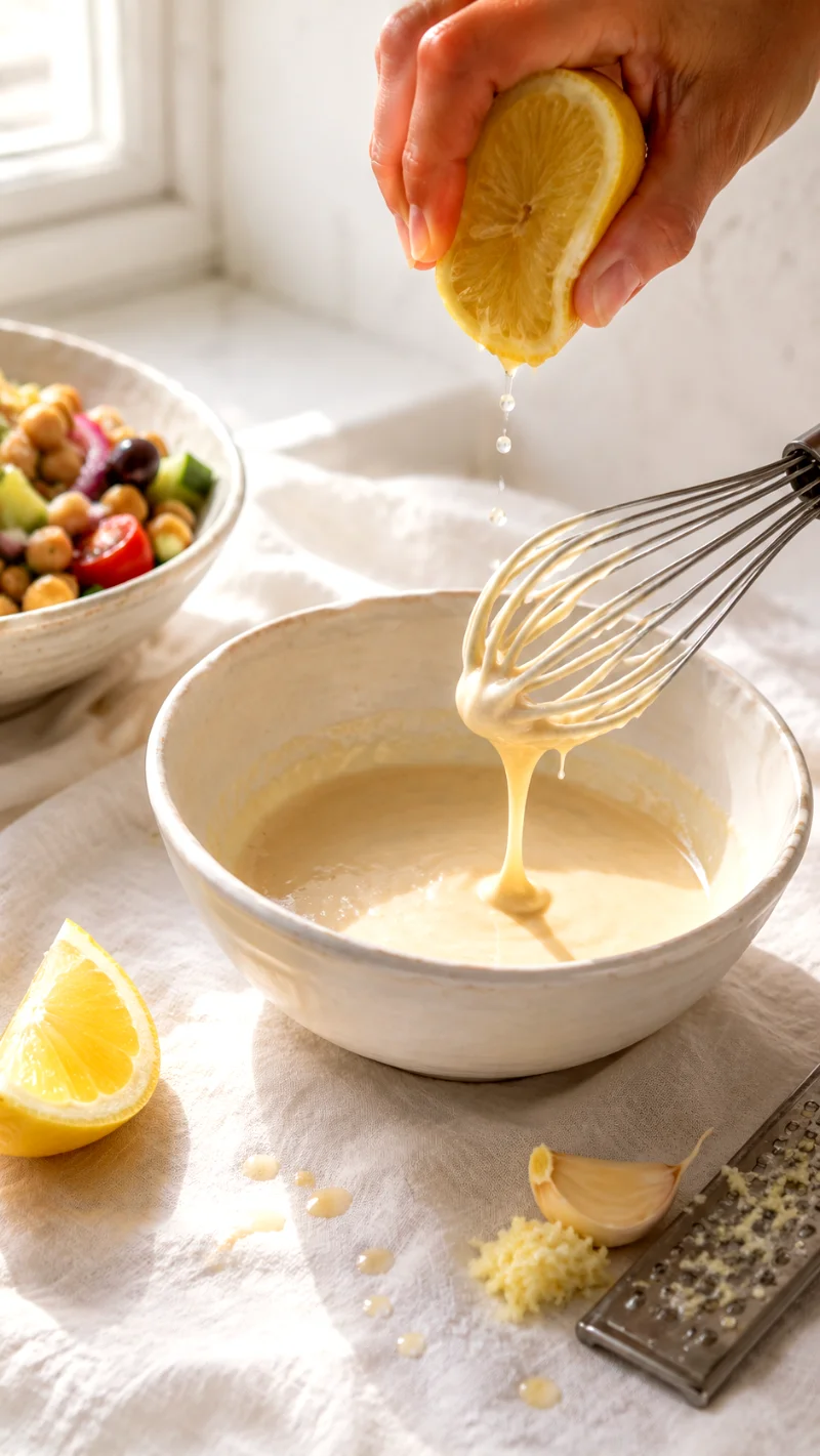chickpea-mediterranean-salad-tahini-dressing
