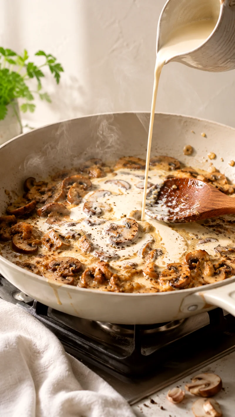 creamy-mushroom-chicken-cooking-process