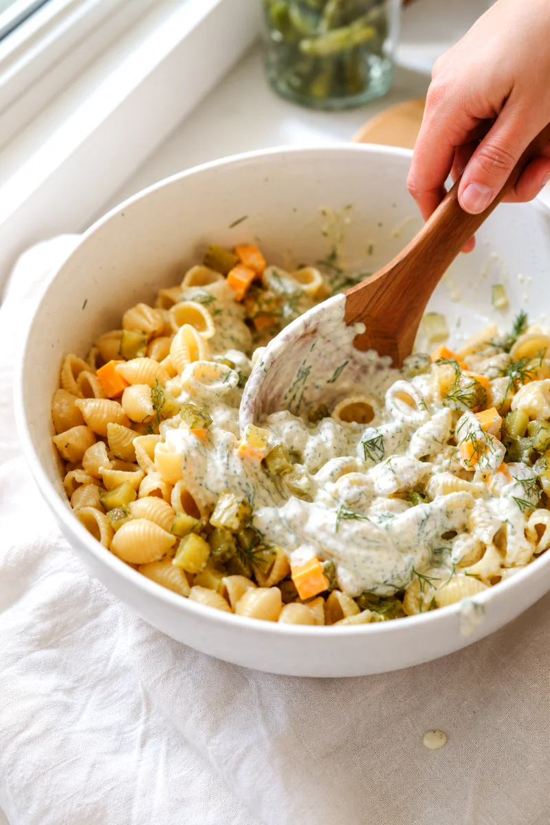 folding-dill-pickle-pasta-salad-dressing