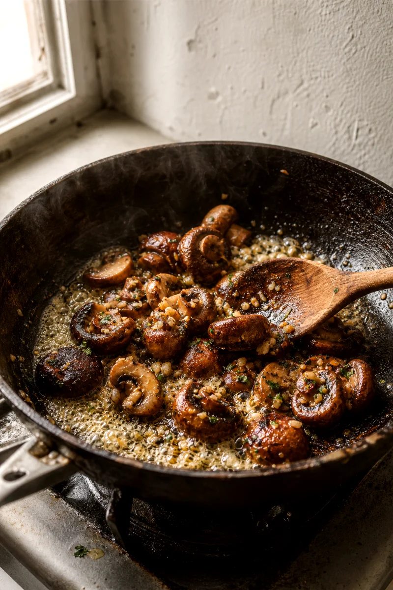 garlic-butter-mushrooms-cooking-process