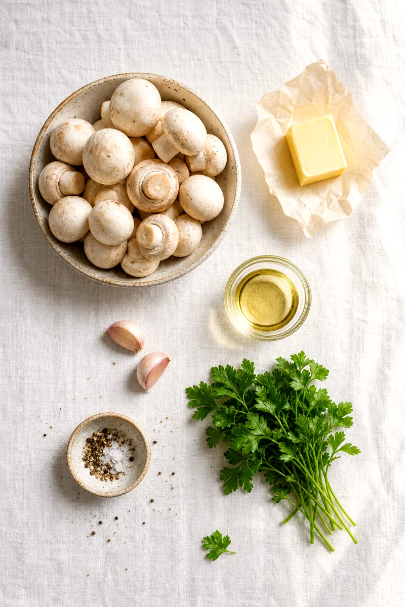 garlic-butter-mushrooms-ingredients-flat-lay