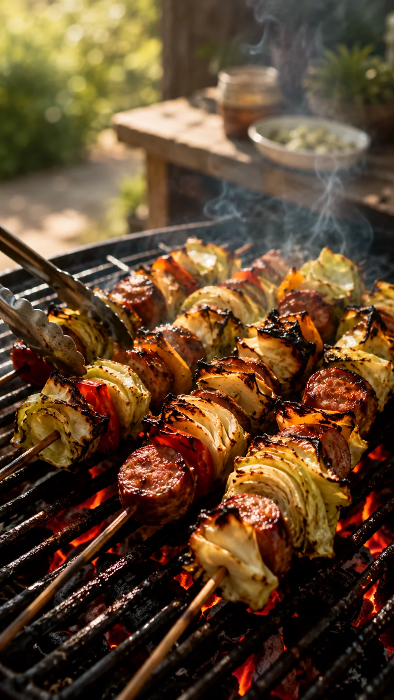 grilled-cabbage-kebabs-grilling-process