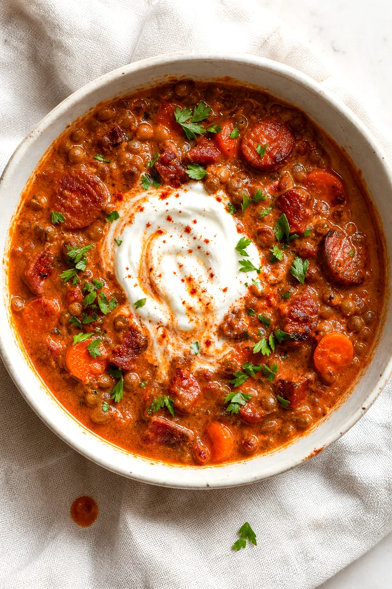hungarian-lentil-stew-closeup-overhead