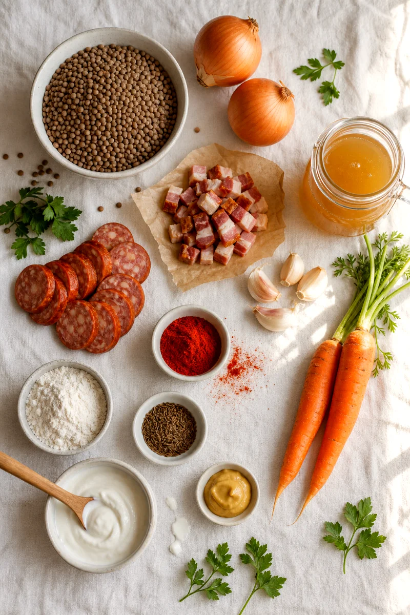hungarian-lentil-stew-ingredients-flatlay