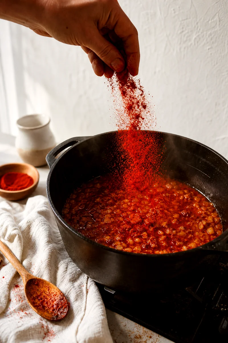 hungarian-lentil-stew-paprika-blooming