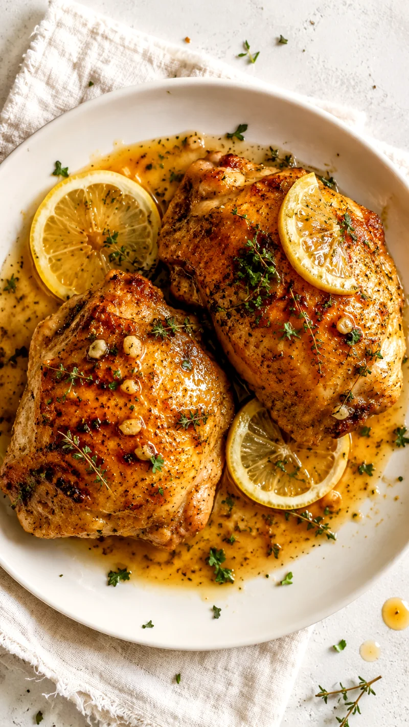 lemon-garlic-chicken-thighs-closeup-overhead