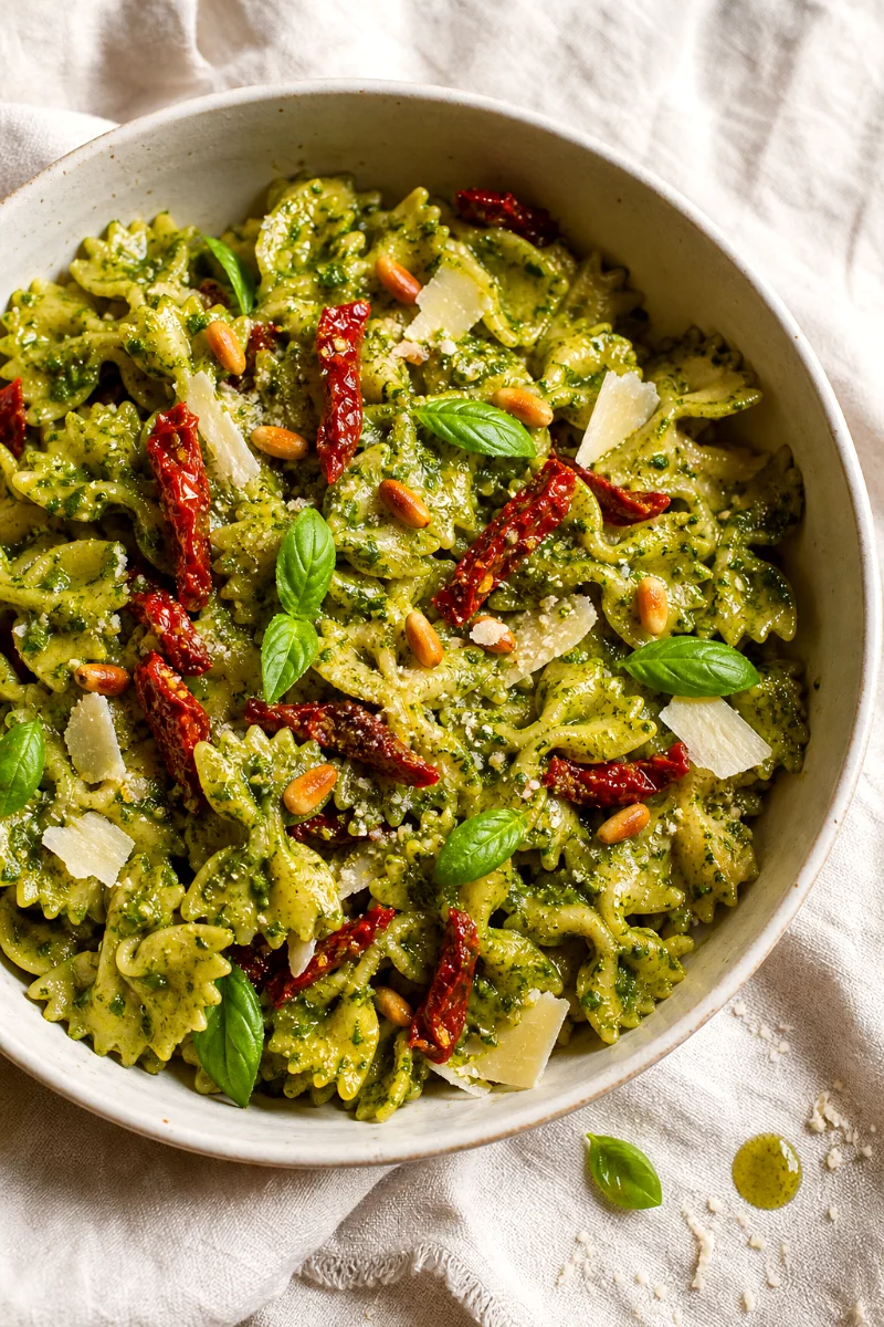 pesto-pasta-salad-close-up-top-down