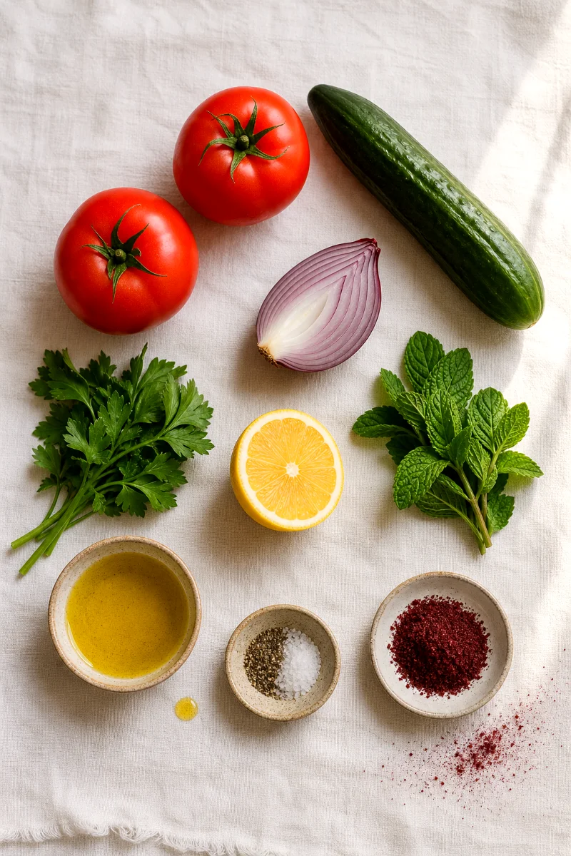 shirazi-salad-fresh-ingredients-flat-lay