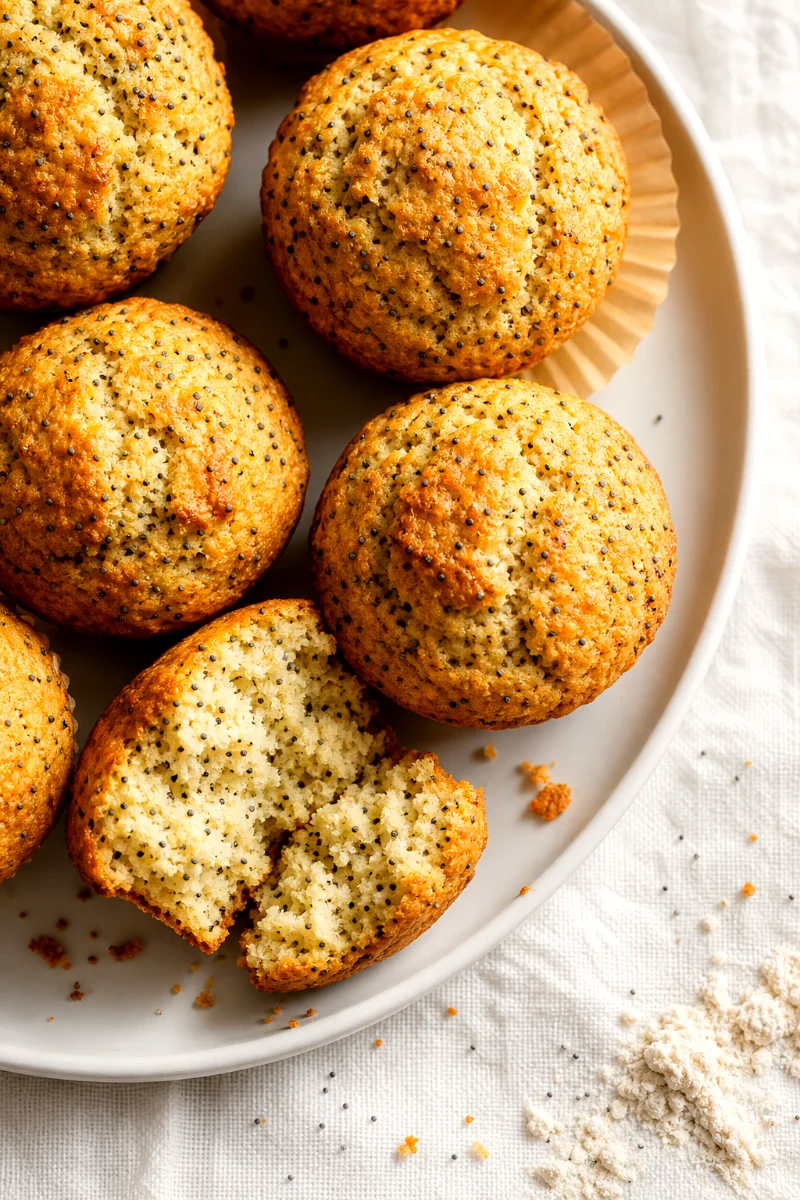 almond-poppy-seed-yogurt-muffins-top-down