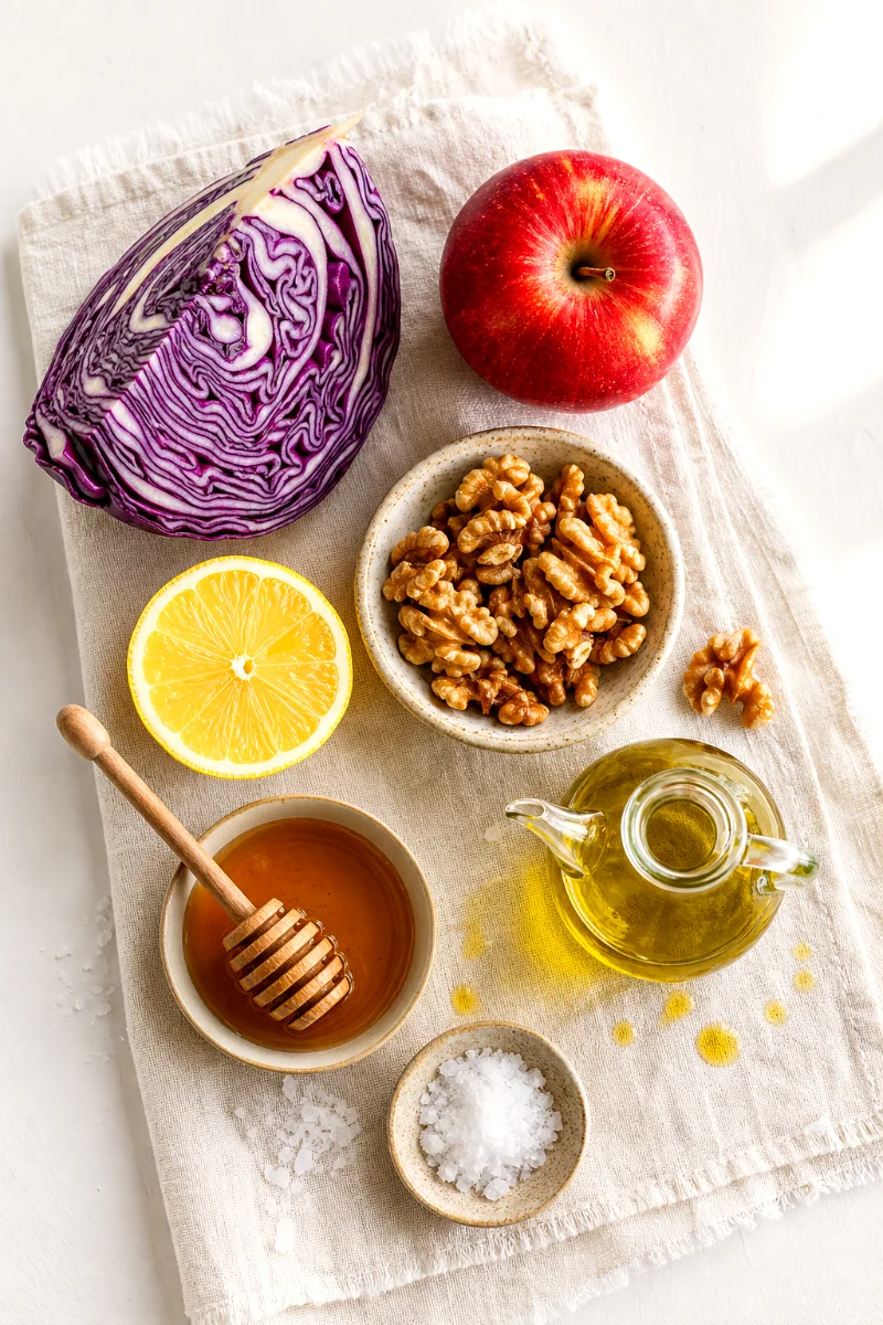 apple-red-cabbage-slaw-ingredients-flat-lay