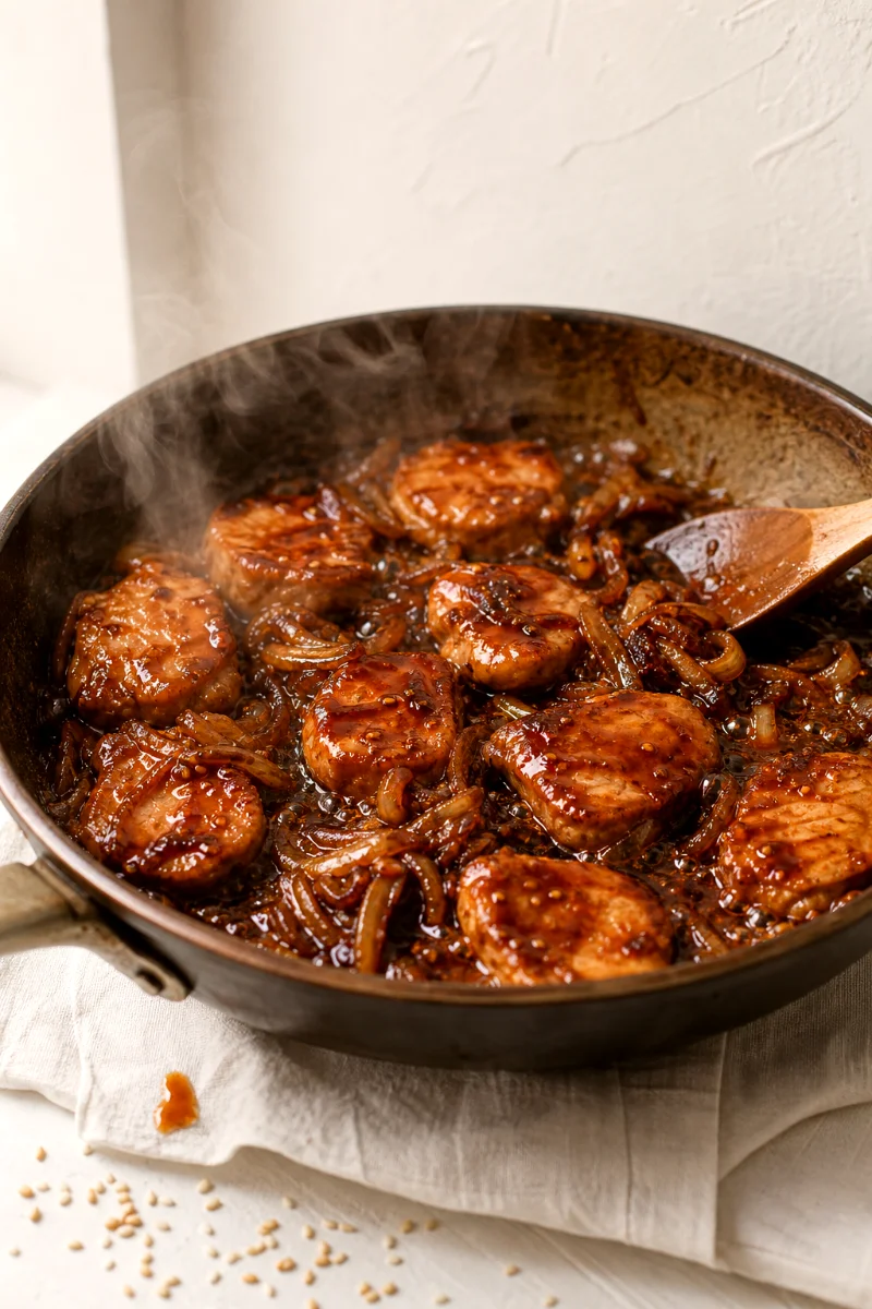 asian-pork-tenderloin-glaze-skillet