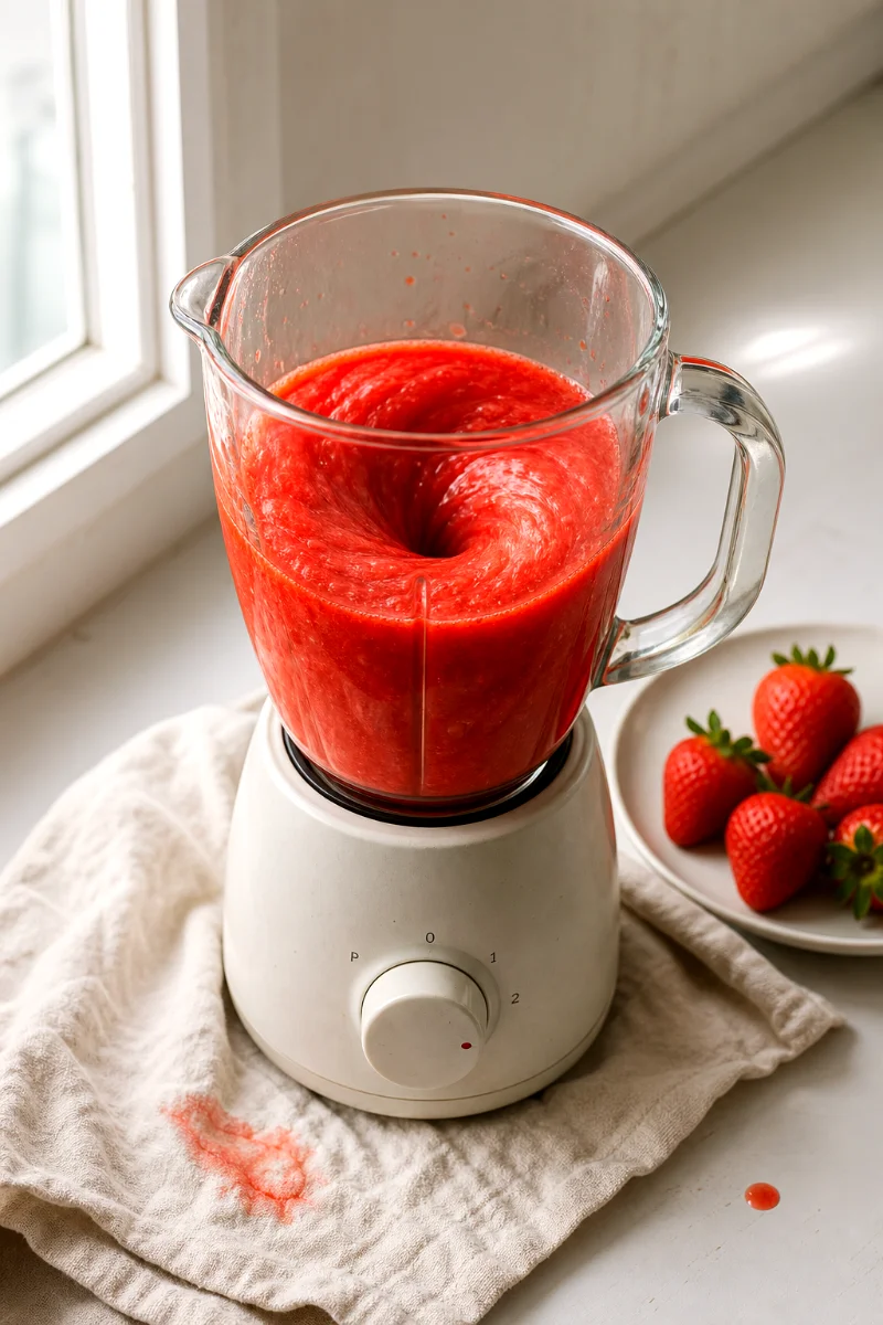 blending-fresh-strawberries-for-lemonade