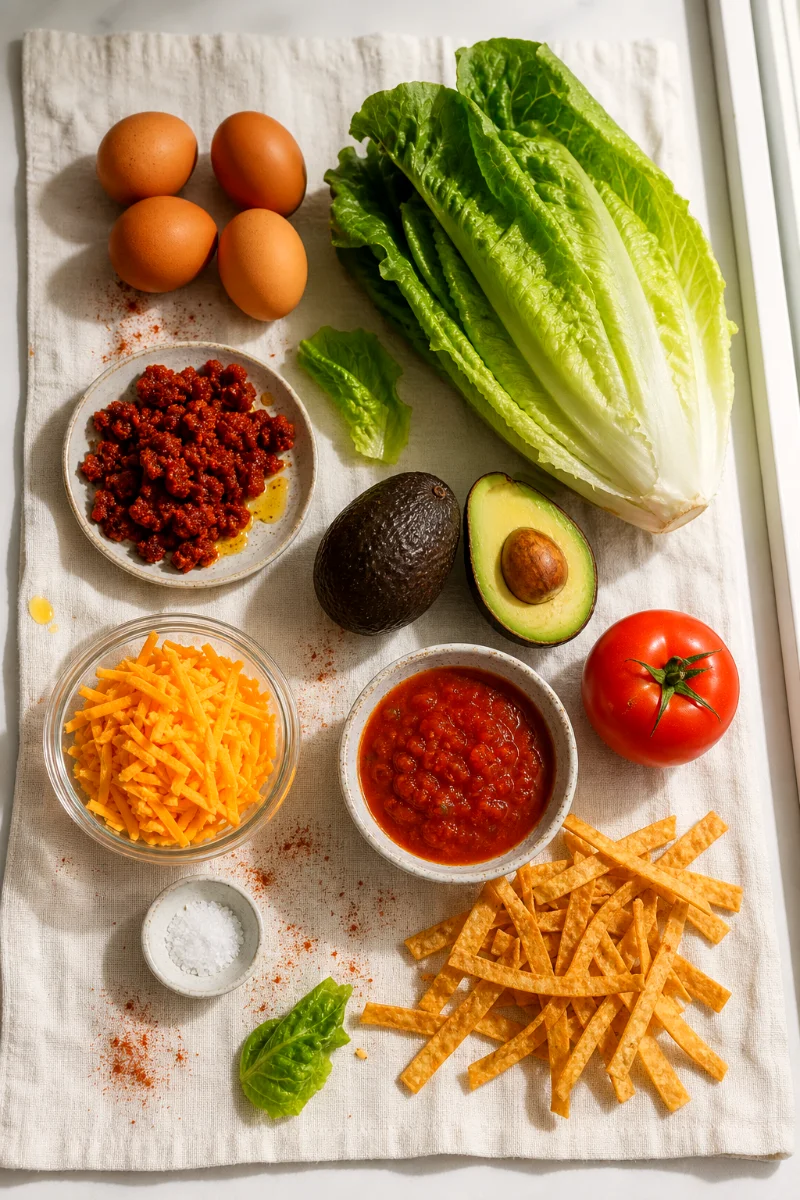 breakfast-taco-salad-ingredients-flat-lay