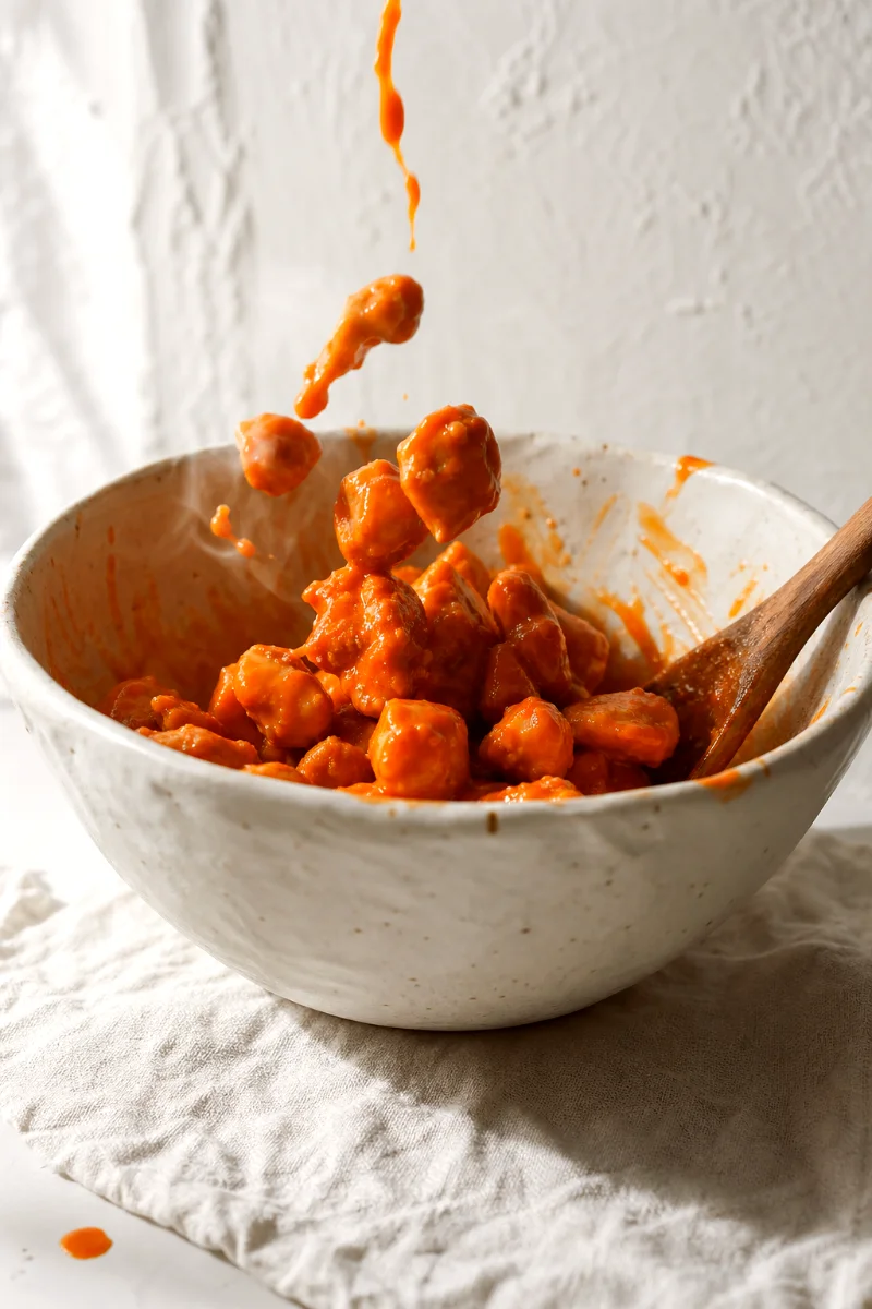 buffalo-chicken-taco-salad-tossing-chicken