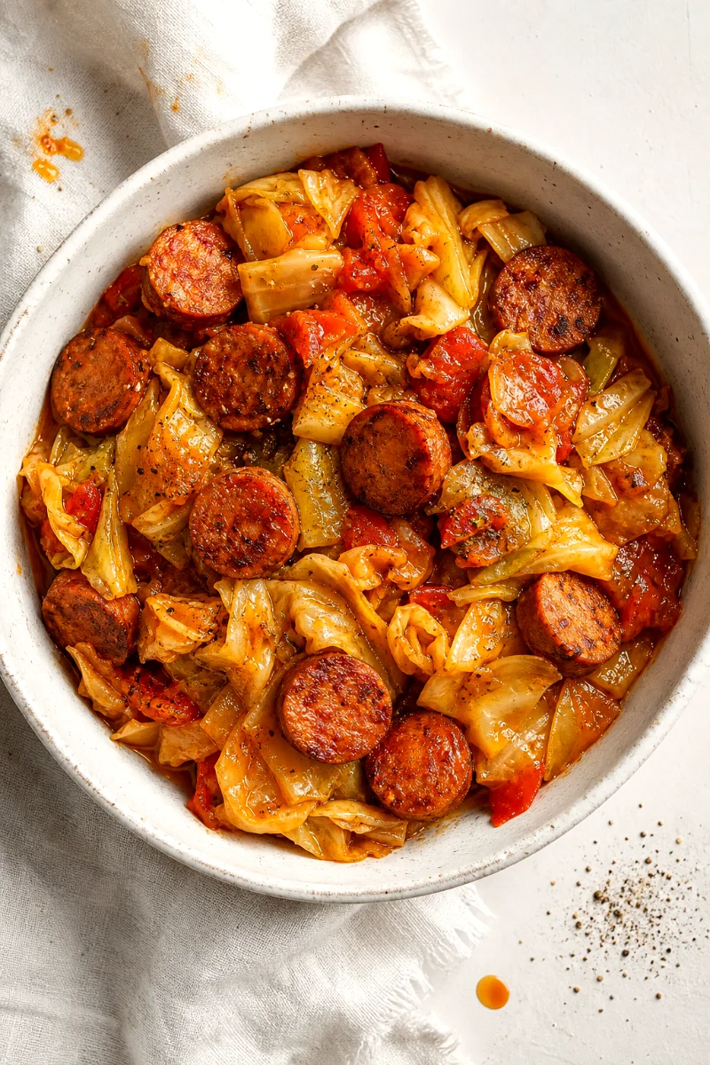 cabbage-and-sausage-skillet-close-up