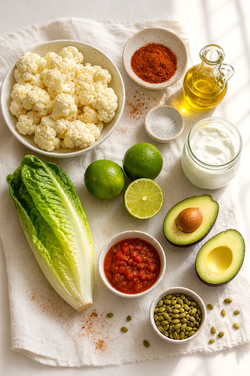 cauliflower-taco-salad-ingredients