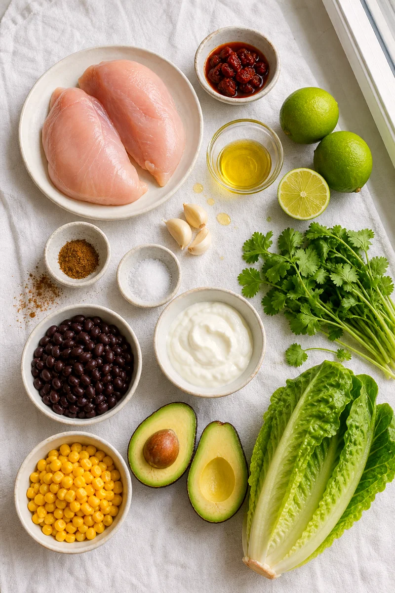 chipotle-lime-chicken-taco-salad-ingredients