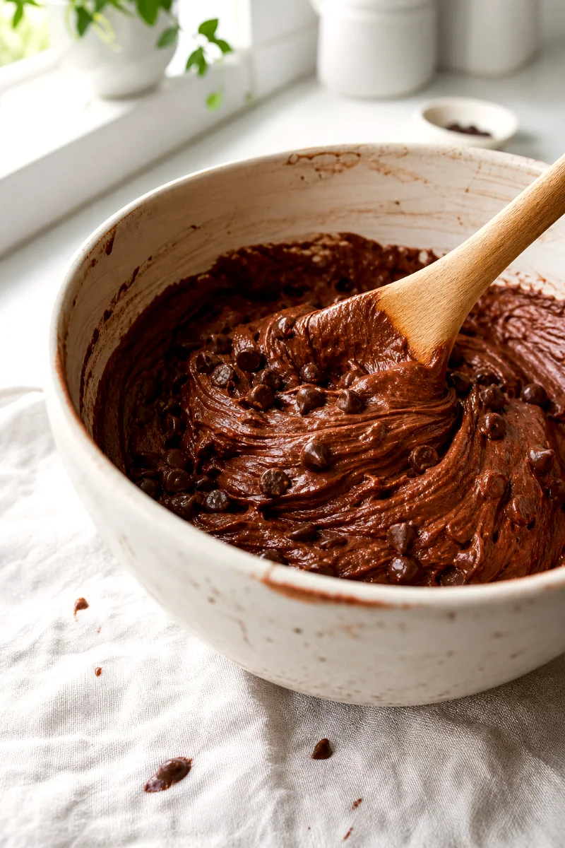 chocolate-banana-greek-yogurt-muffins-folding-batter