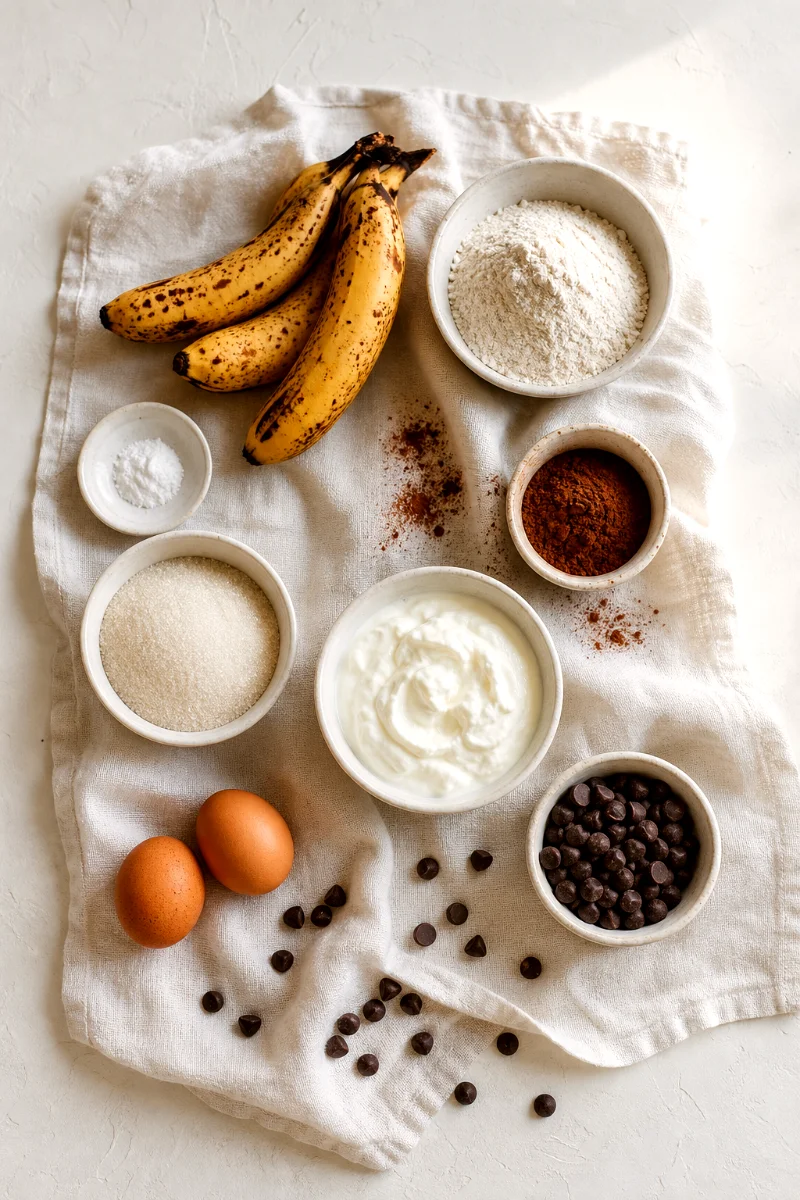 chocolate-banana-greek-yogurt-muffins-ingredients