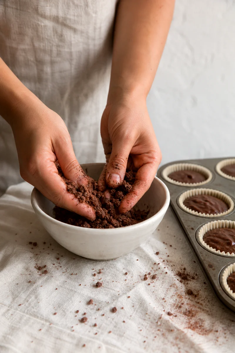 chocolate-crumb-cake-muffins-crumb-topping
