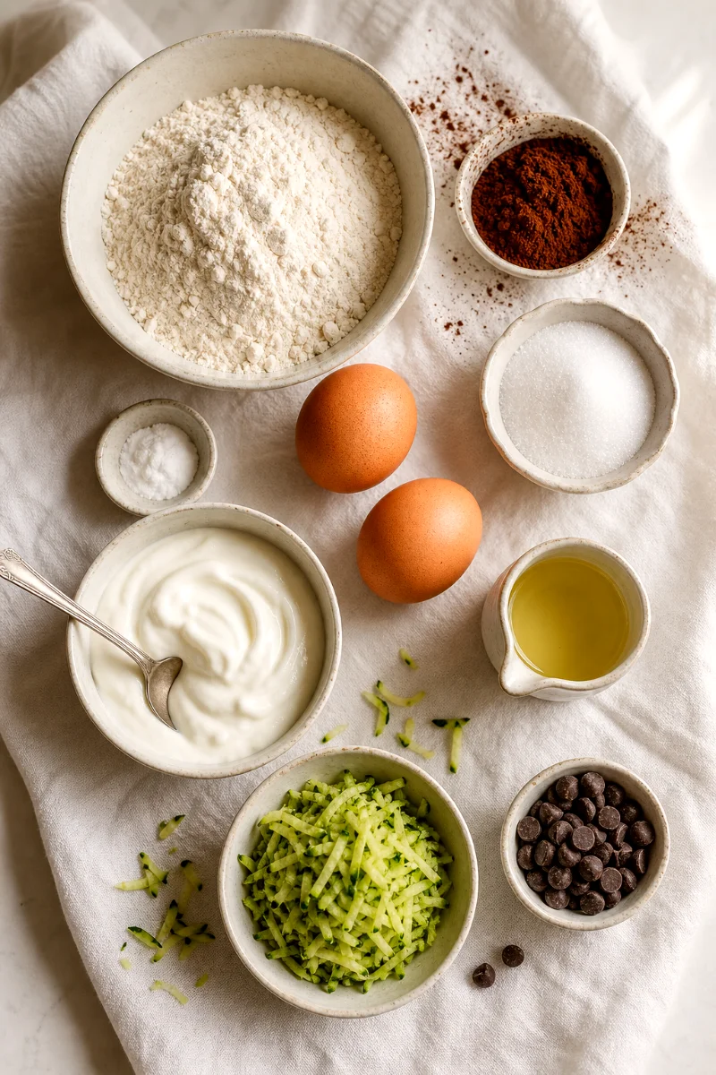 chocolate-zucchini-muffin-ingredients-flat-lay