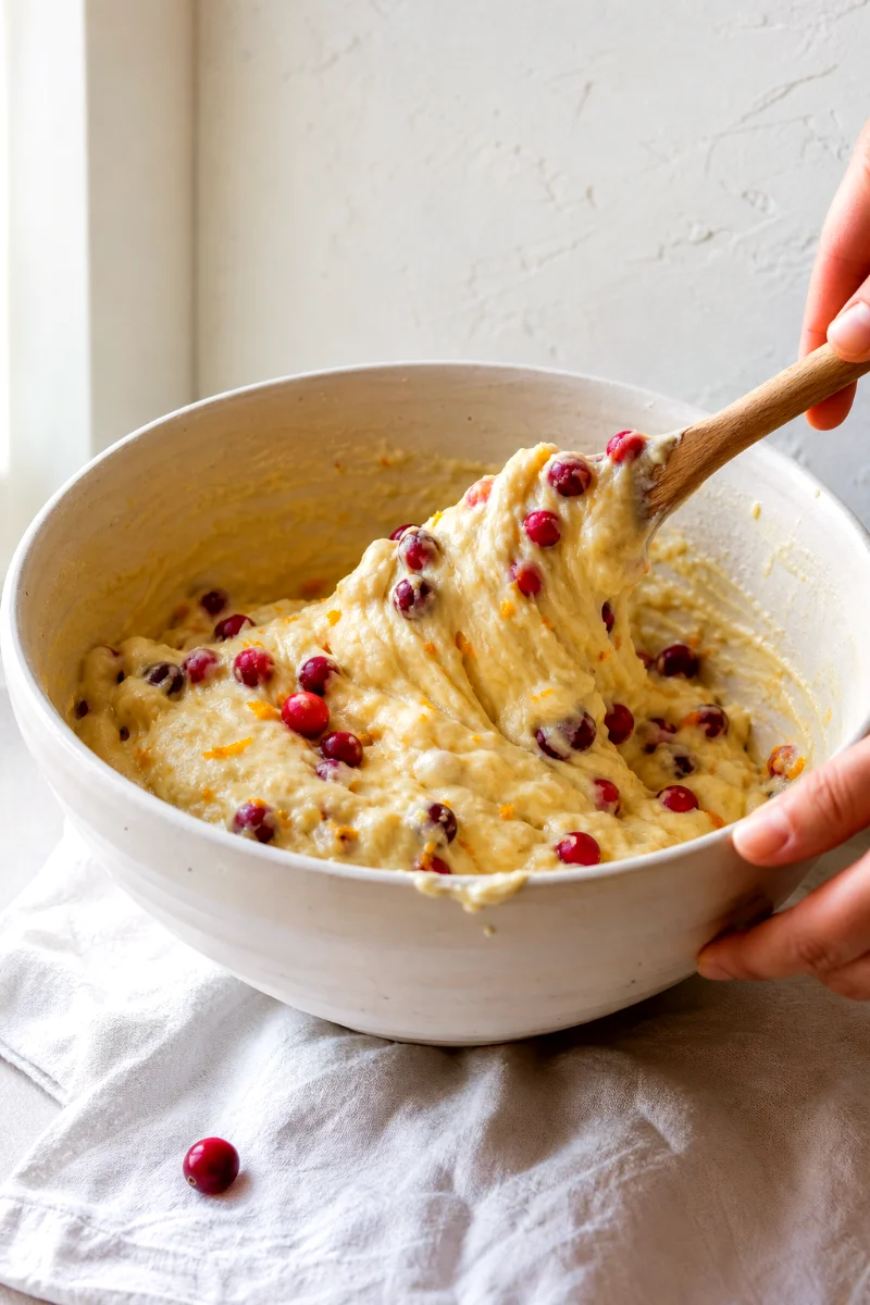cranberry-orange-greek-yogurt-muffins-folding-cranberries
