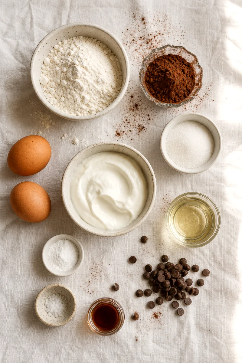 double-chocolate-greek-yogurt-muffins-ingredients