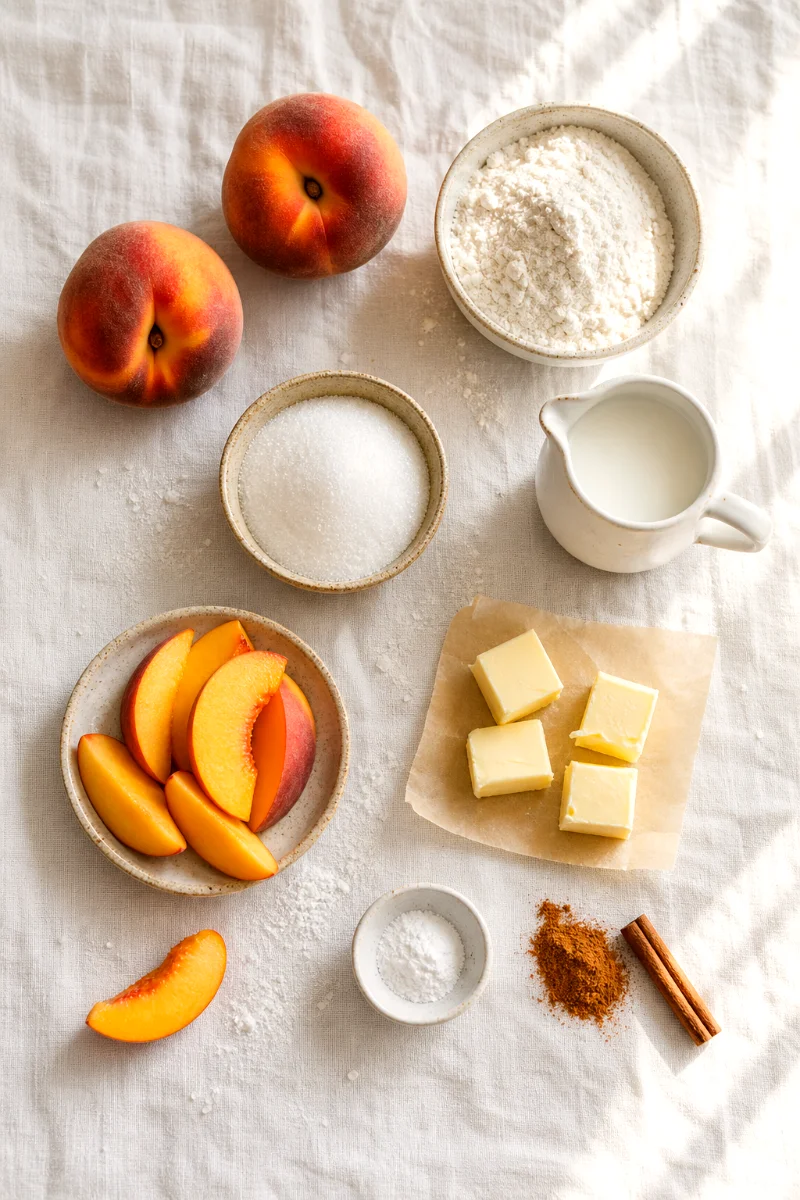 easy-peach-cobbler-ingredients-flatlay