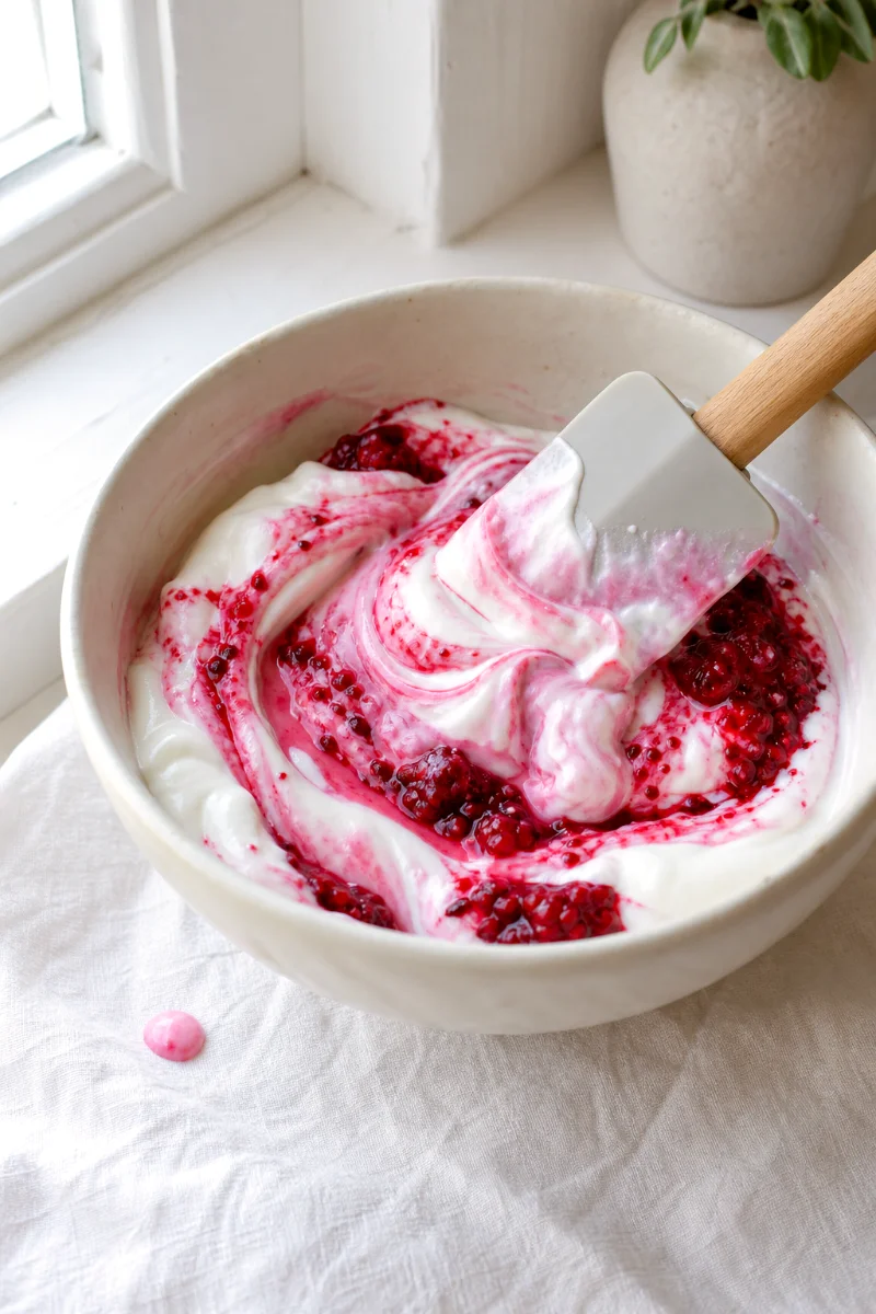 folding-raspberry-fluff-mixture