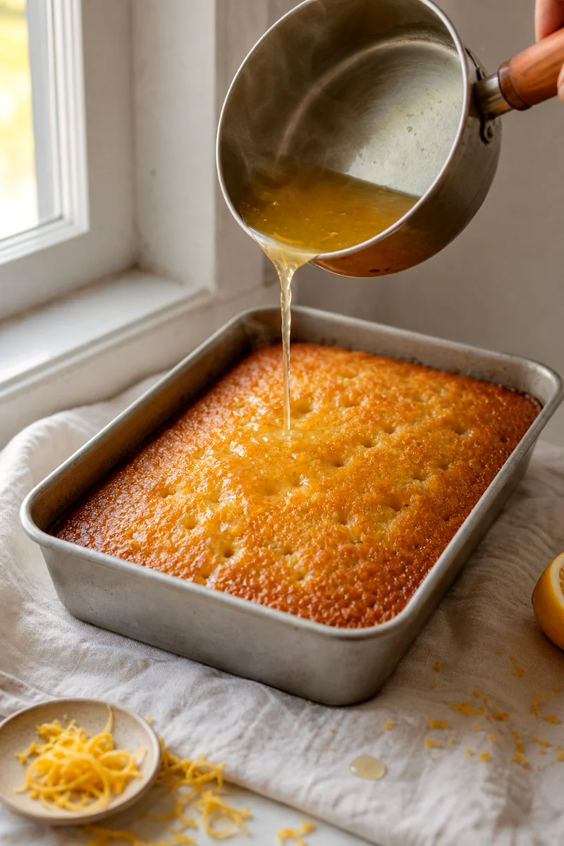 gluten-free-lemon-cake-syrup-pour