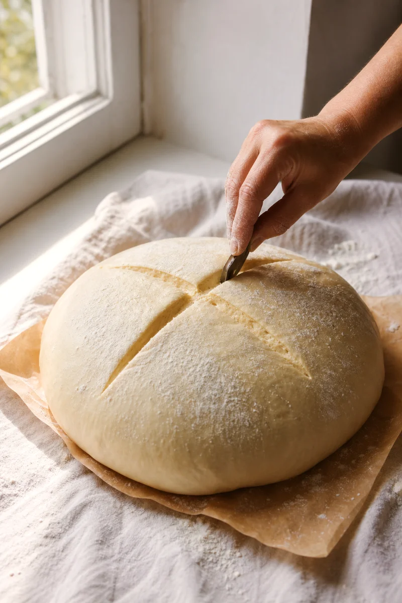 greek-village-bread-scoring-dough