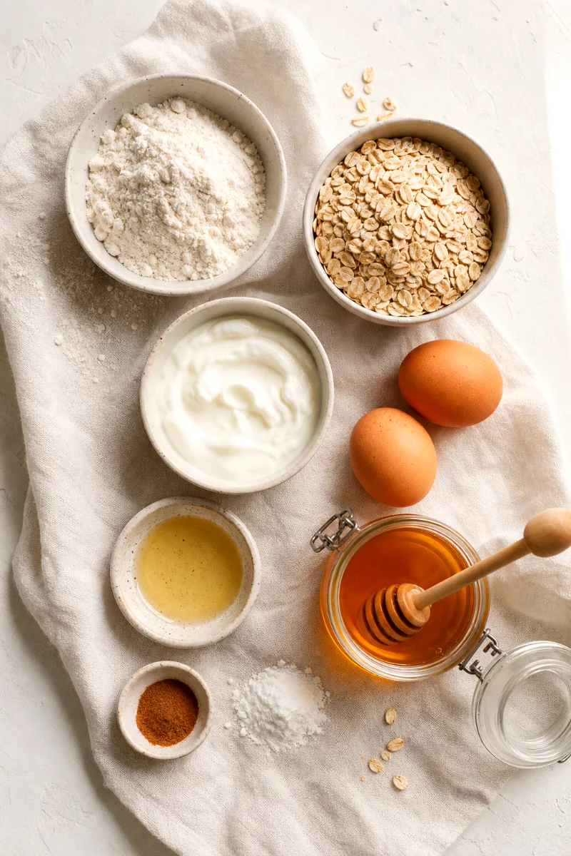 greek-yogurt-oatmeal-muffin-ingredients-flatlay