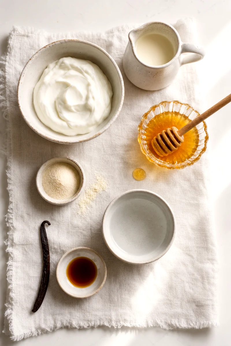 greek-yogurt-panna-cotta-ingredients-flat-lay