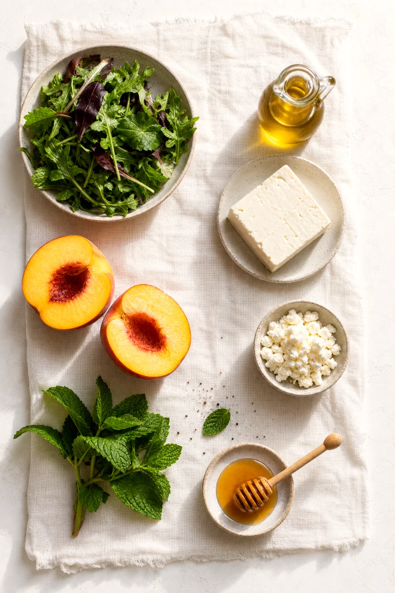 grilled-peach-feta-salad-ingredients