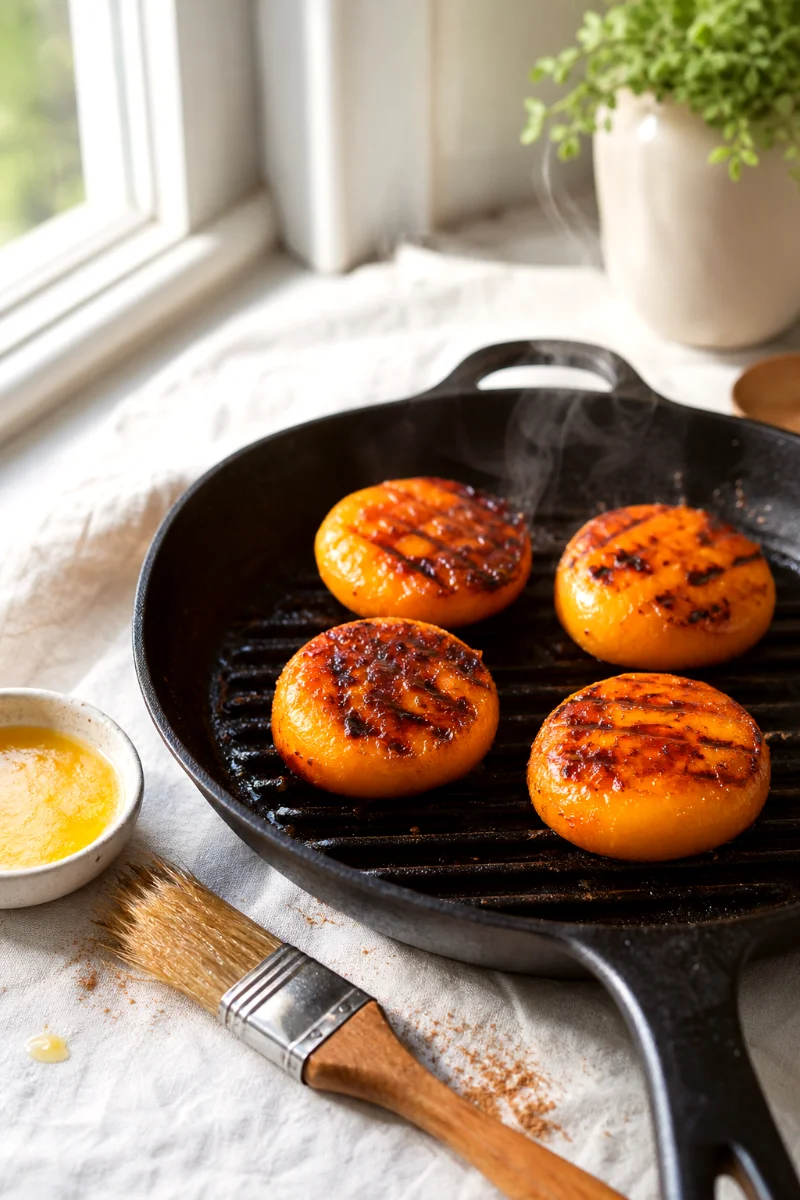 grilled-peaches-honey-greek-yogurt-grilling-process