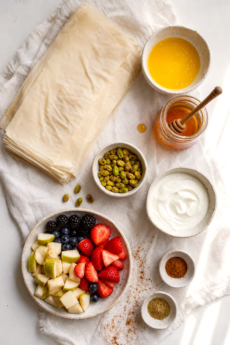 honeyed-phyllo-stacks-ingredients-flat-lay