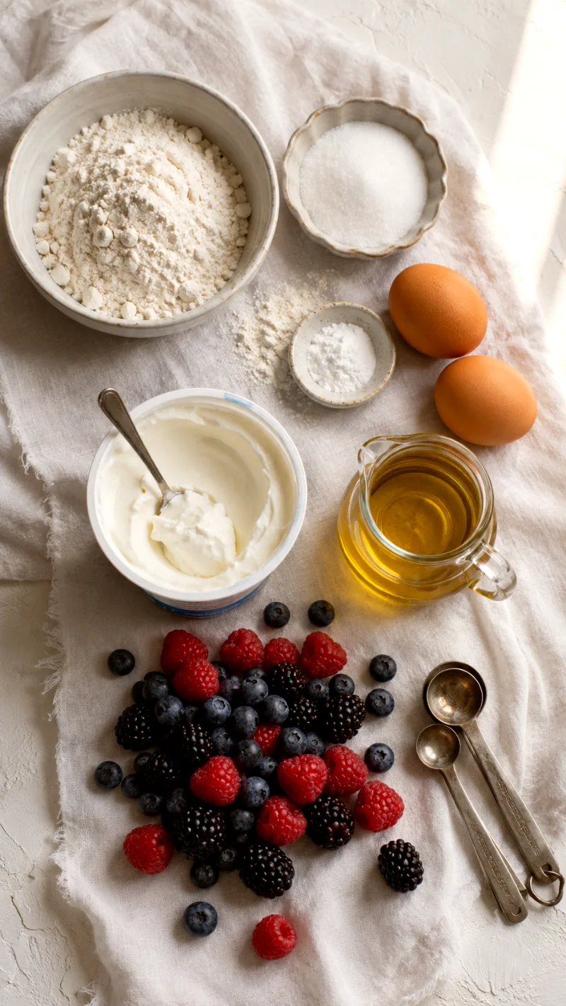 mixed-berry-greek-yogurt-muffins-ingredients