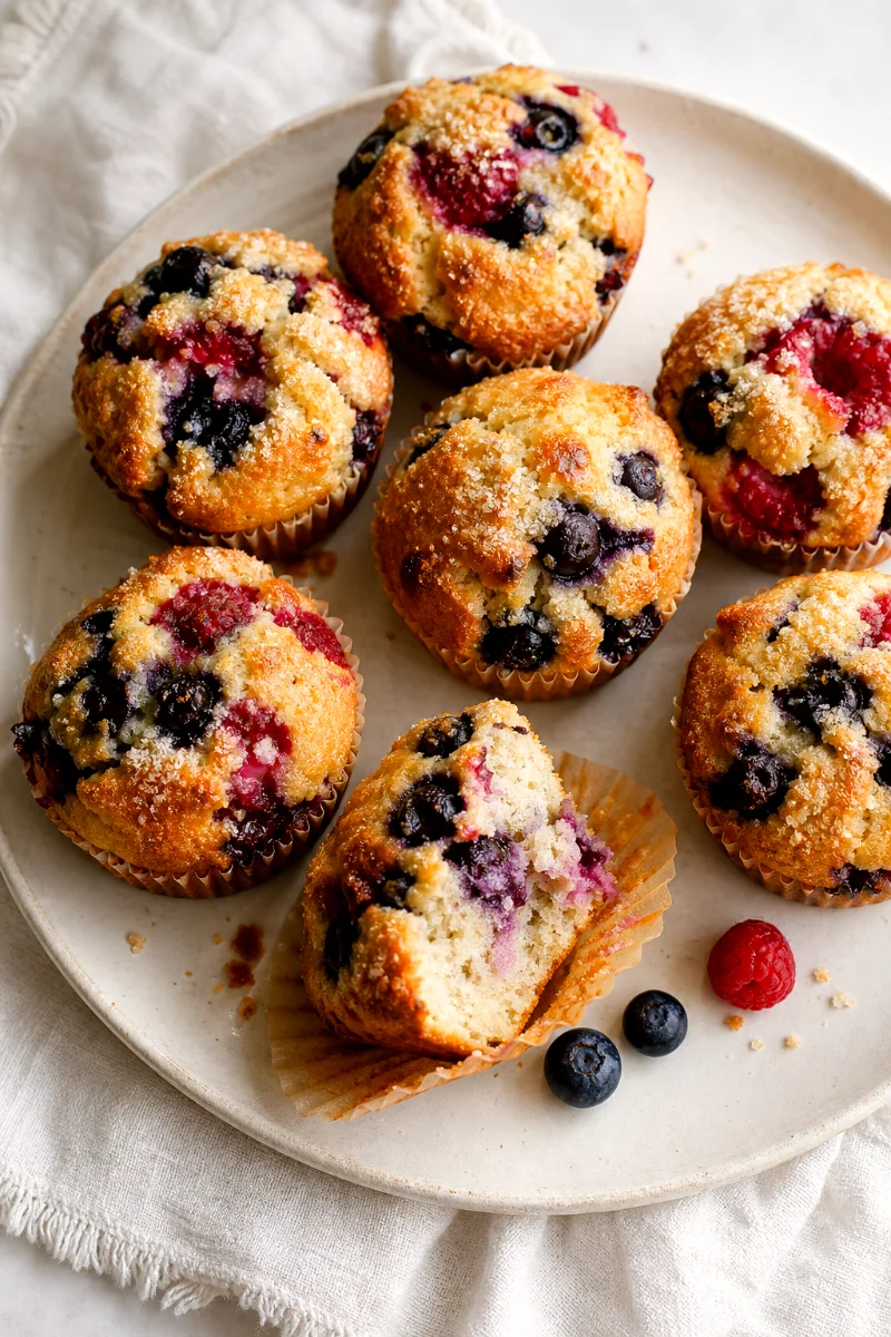 mixed-berry-greek-yogurt-muffins-top-down