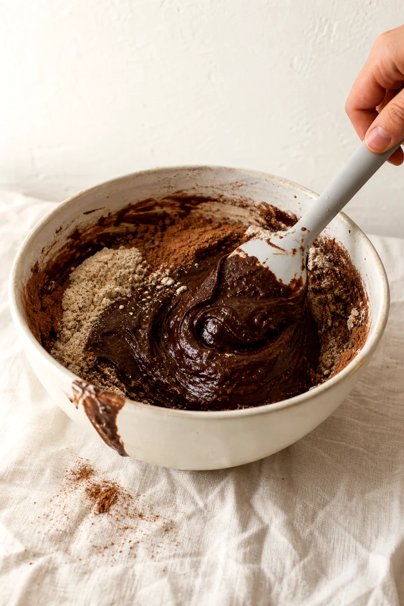 mixing-greek-yogurt-brownie-batter
