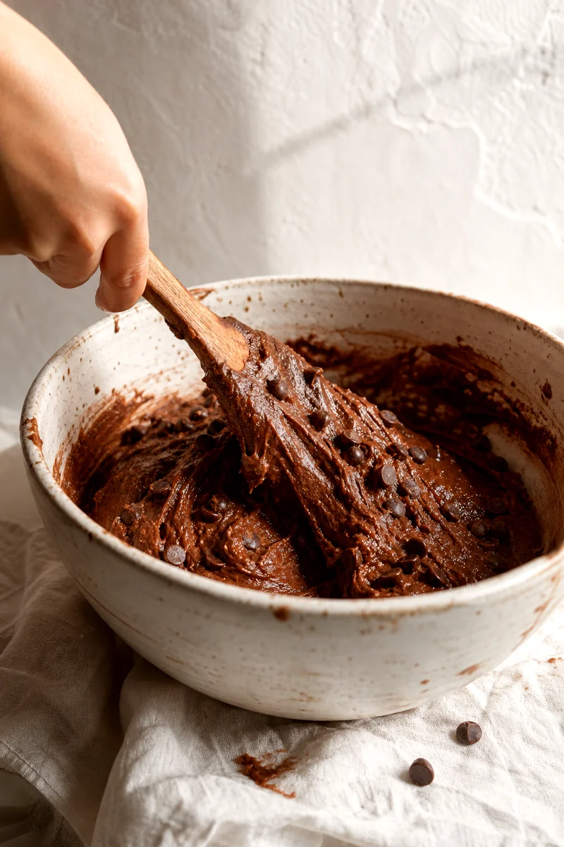 mocha-greek-yogurt-muffins-folding-batter