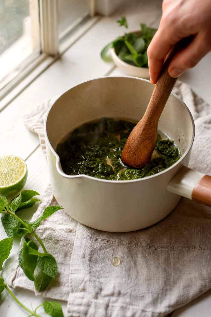 muddling-mint-into-simple-syrup