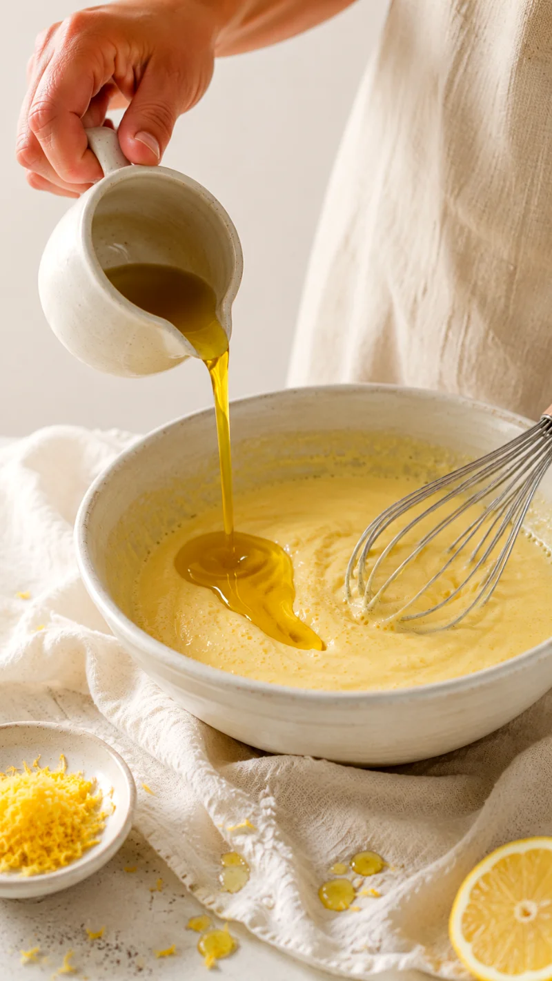 olive-oil-cake-pouring-oil-batter