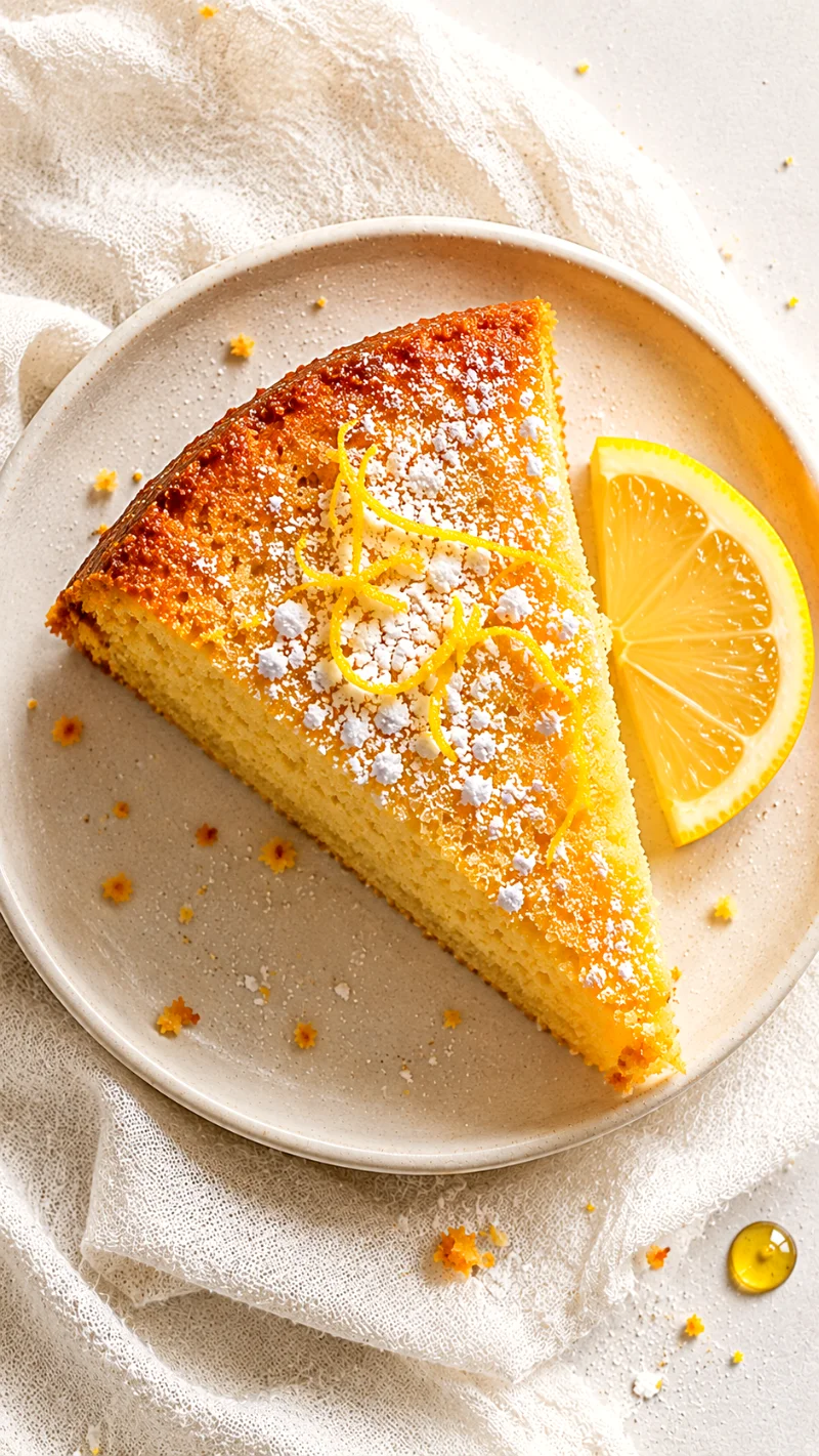 olive-oil-cake-slice-closeup-topdown