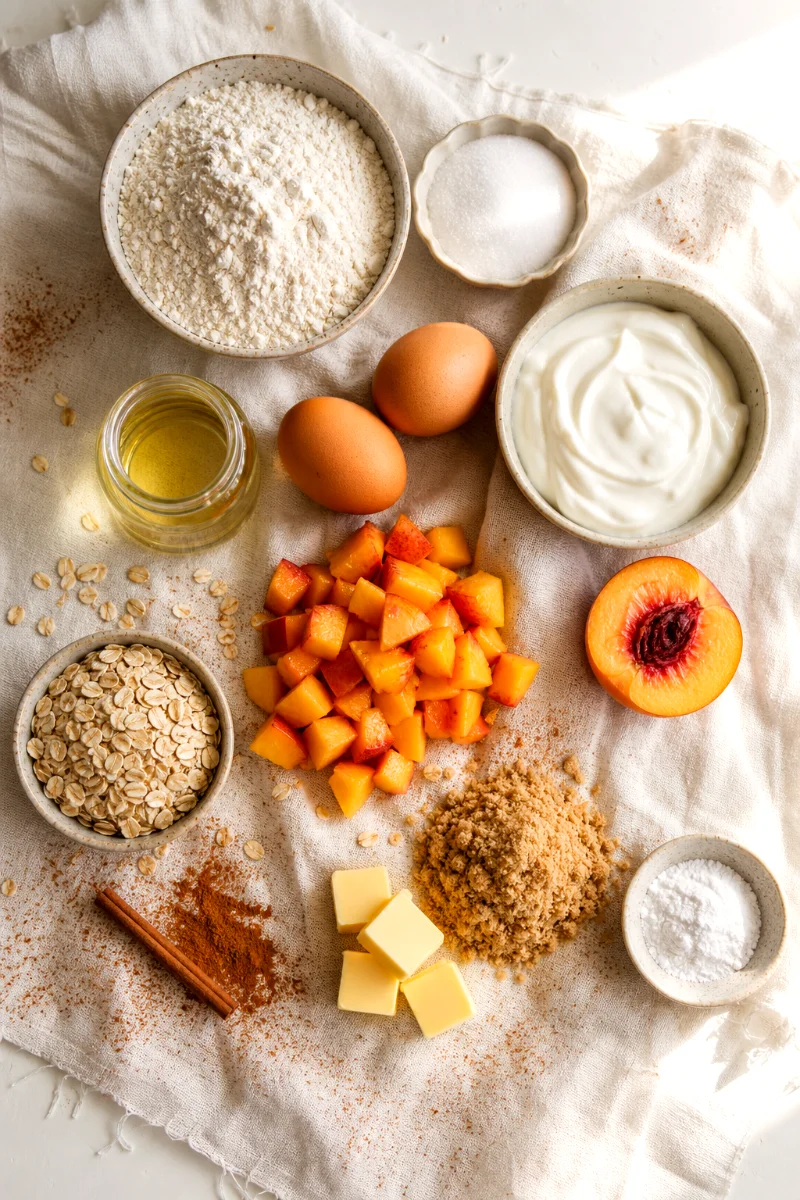 peach-cobbler-greek-yogurt-muffins-ingredients